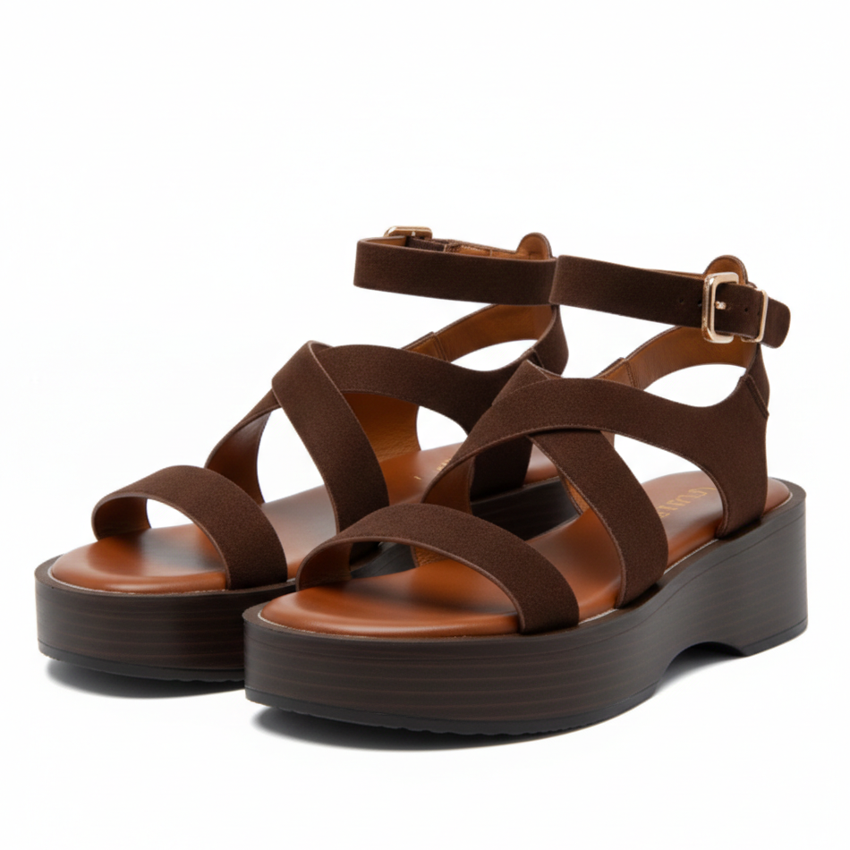 Sandales femme à larges brides croisées - Noir - taille 38 - vue 3