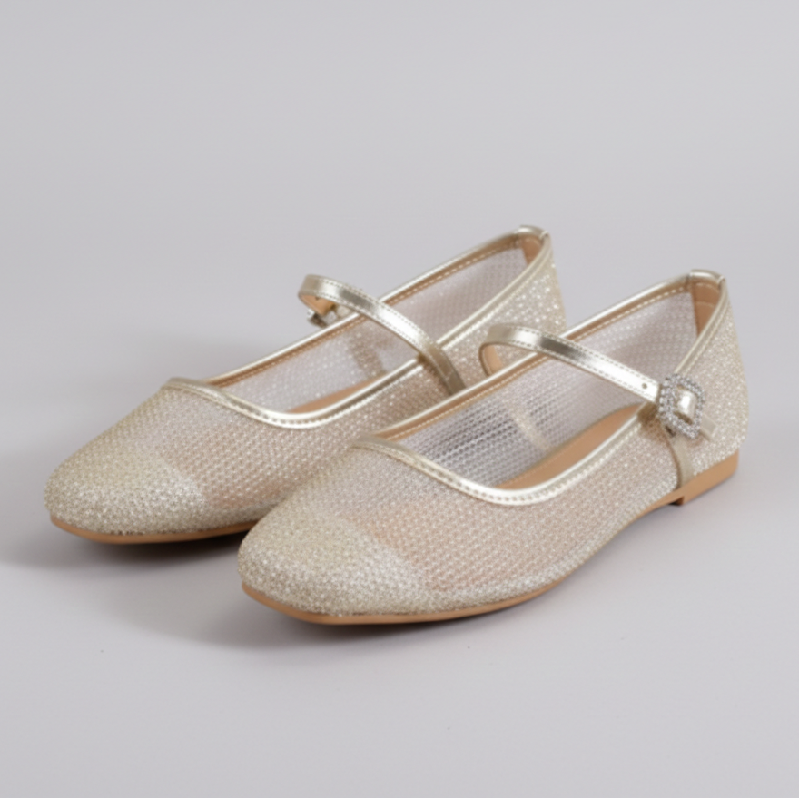 Ballerines Babies Dorées Ballerines Cérémonie Brillantes Dorées - Noir - taille 38 - vue 3
