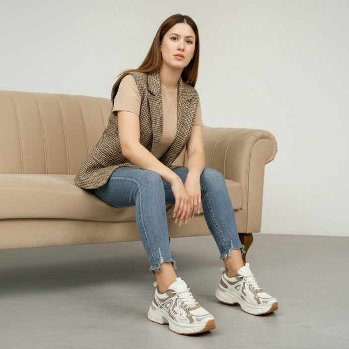 Baskets avec une semelle épaisse - Beige - taille 37 - vue 2