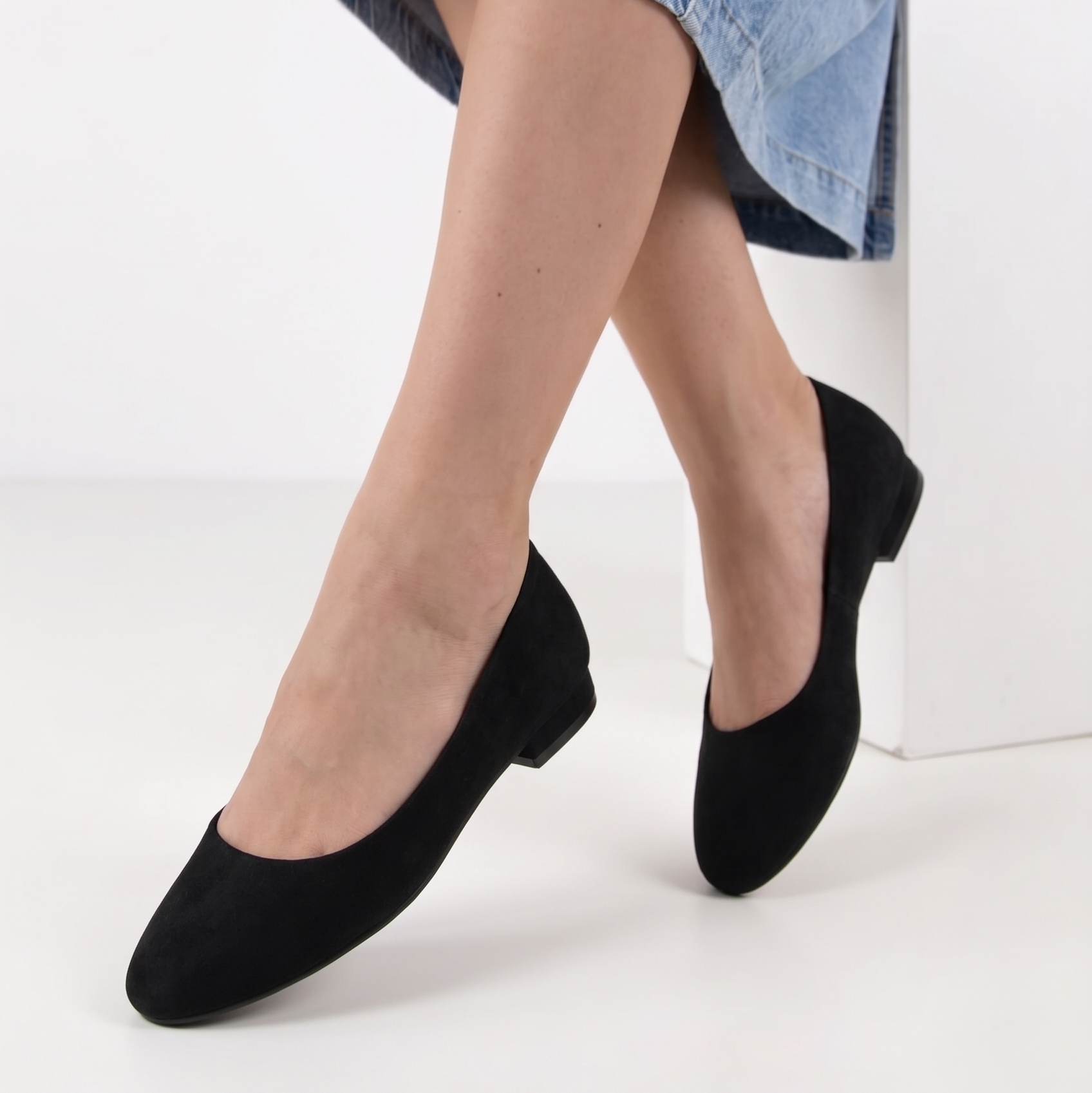 Ballerines à petit talon, bout rond, style épuré - Noir - taille 41 - vue 6