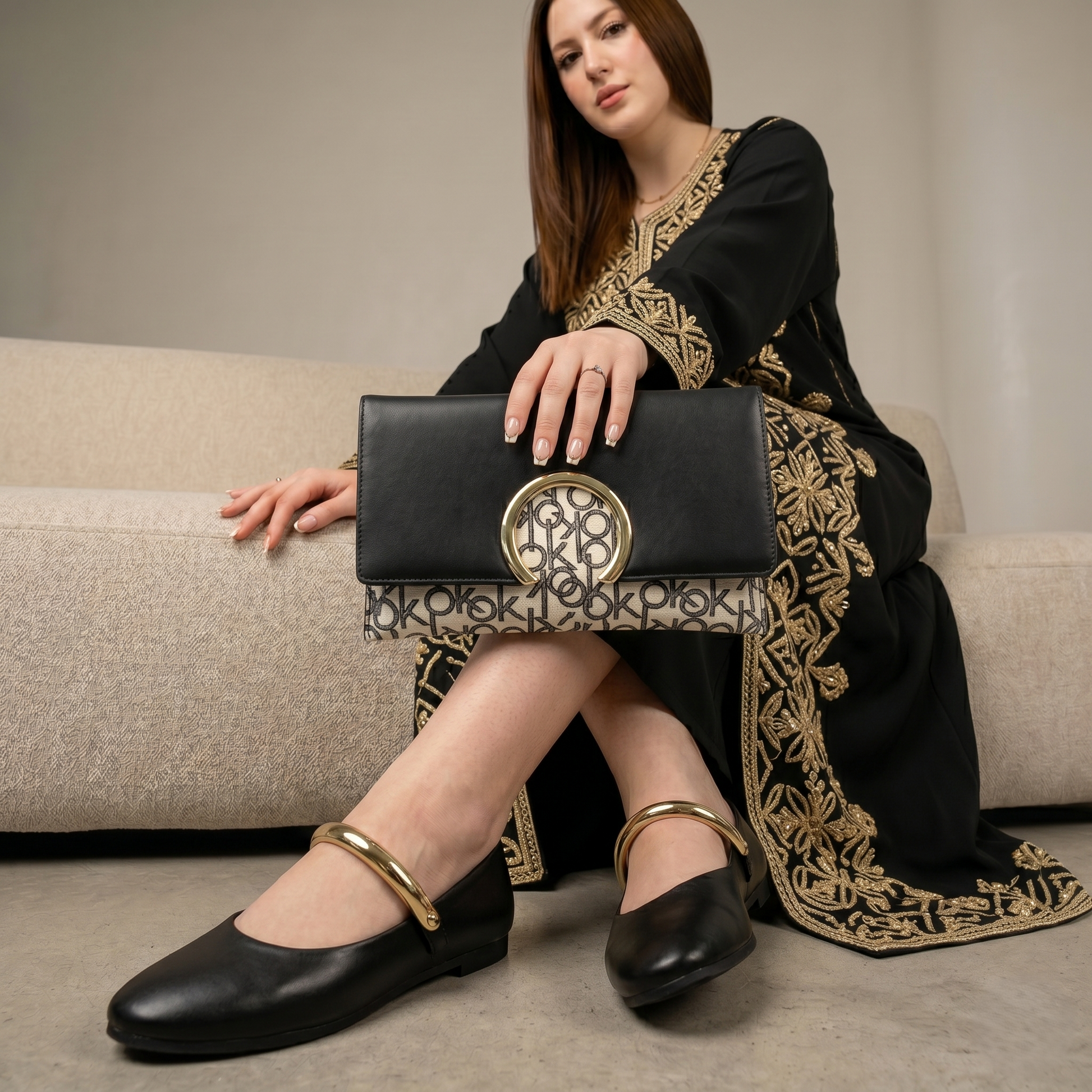 Le Duo de l’Élégance : Ballerines et Pochette Signées - Noir - taille 36 - vue 1