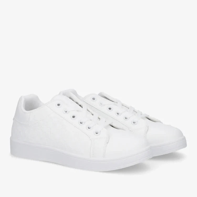 Baskets basses à lacets damier - Blanc - taille 37 - vue 2