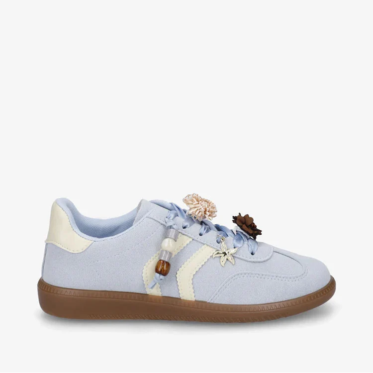 Baskets à empiècement fleurs - Bleu - taille 40 - vue 11