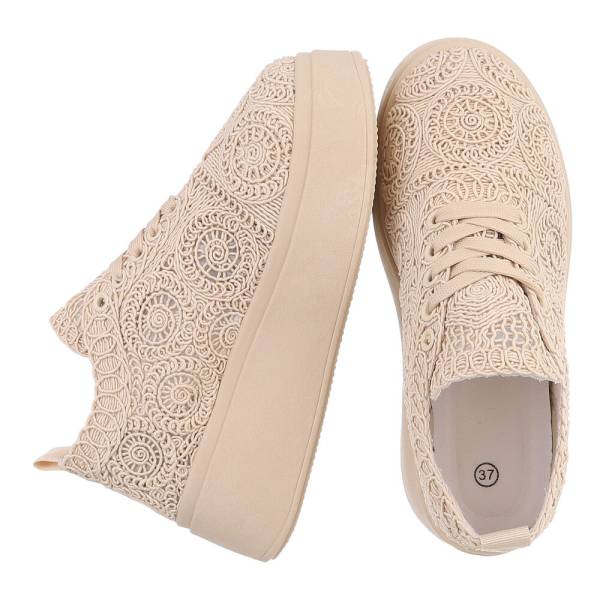 Baskets à plateforme en dentelle - Beige - taille 36 - vue 7