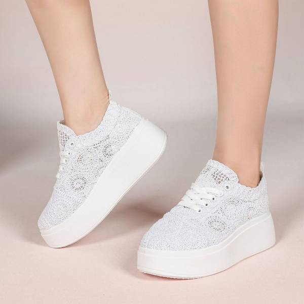 Baskets à plateforme en dentelle - Noir - taille 36 - vue 1