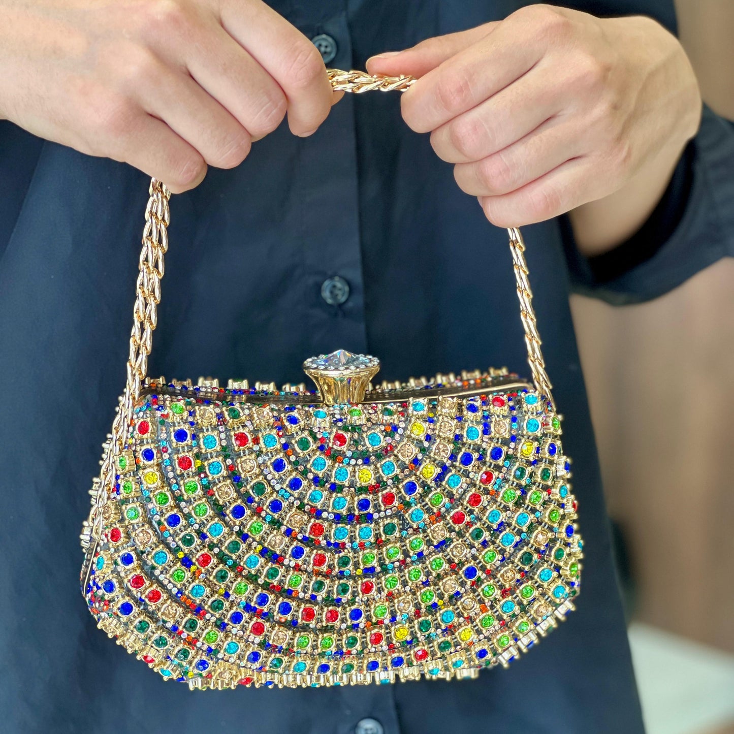 Petit sac soirée à chaîne très bonne qualité - Multicolore - taille 41 - vue 3