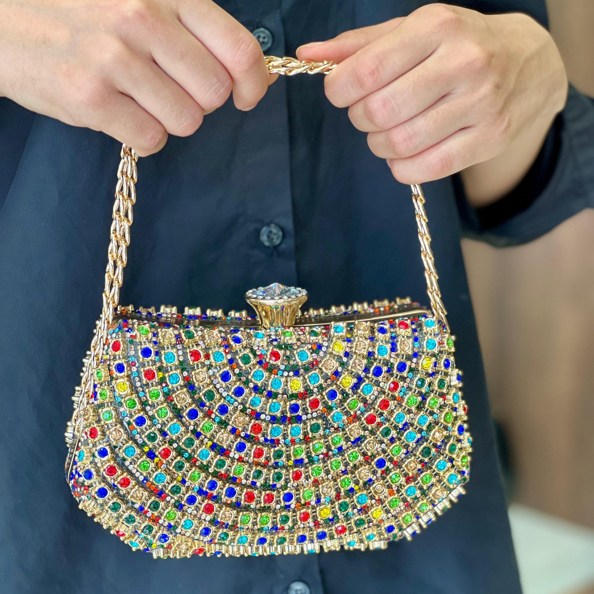 Petit sac soirée à chaîne très bonne qualité - Multicolore - taille 41 - vue 3