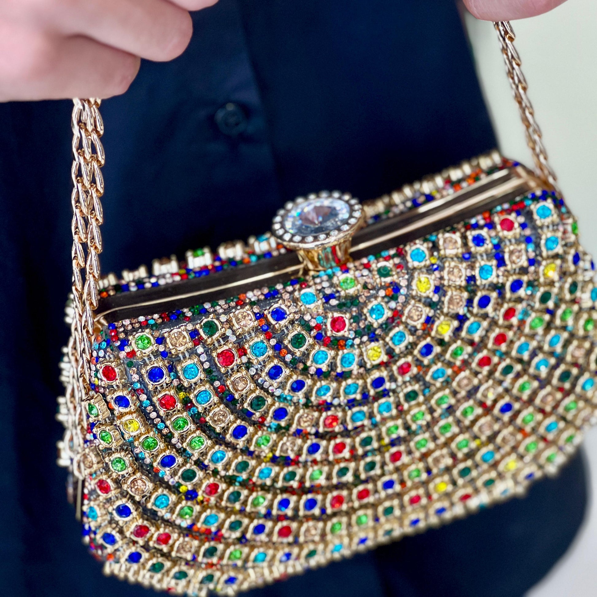 Petit sac soirée à chaîne très bonne qualité - Noir - taille 41 - vue 2