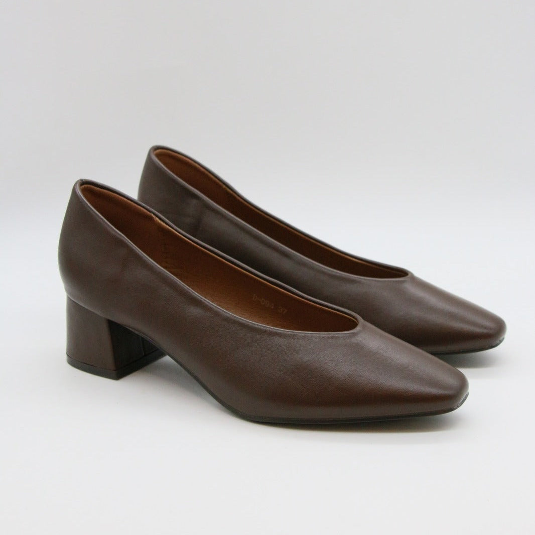 Escarpins à Talon Carré en Cuir - Noir - taille 40 - vue 5