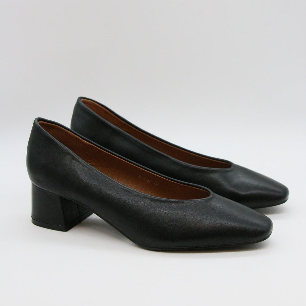 Escarpins à Talon Carré en Cuir - Noir - taille 39 - vue 4