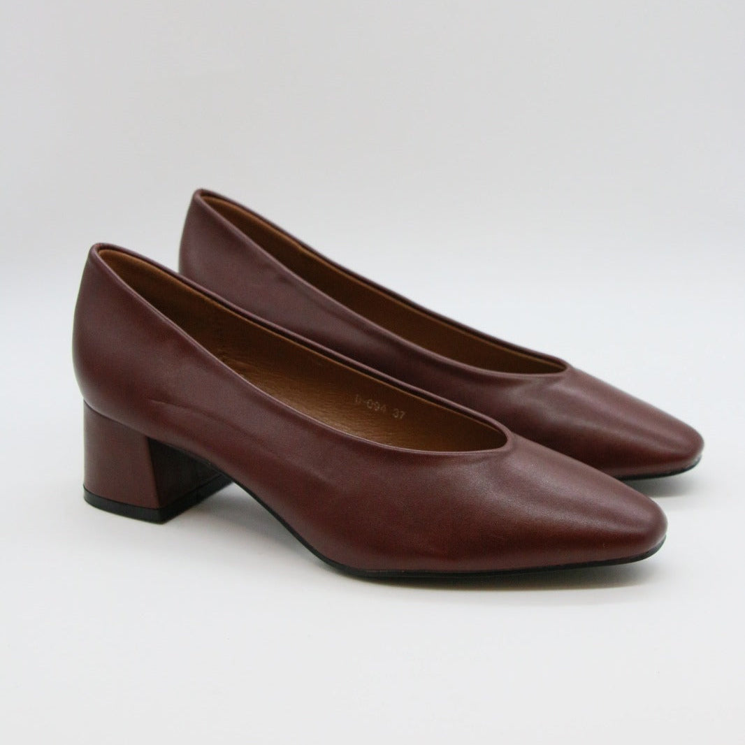 Escarpins à Talon Carré en Cuir - Noir - taille 37 - vue 2