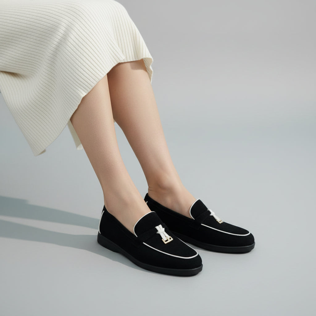 Mocassins en Suède à Passepoil Contrasté - Noir - taille 38 - vue 3