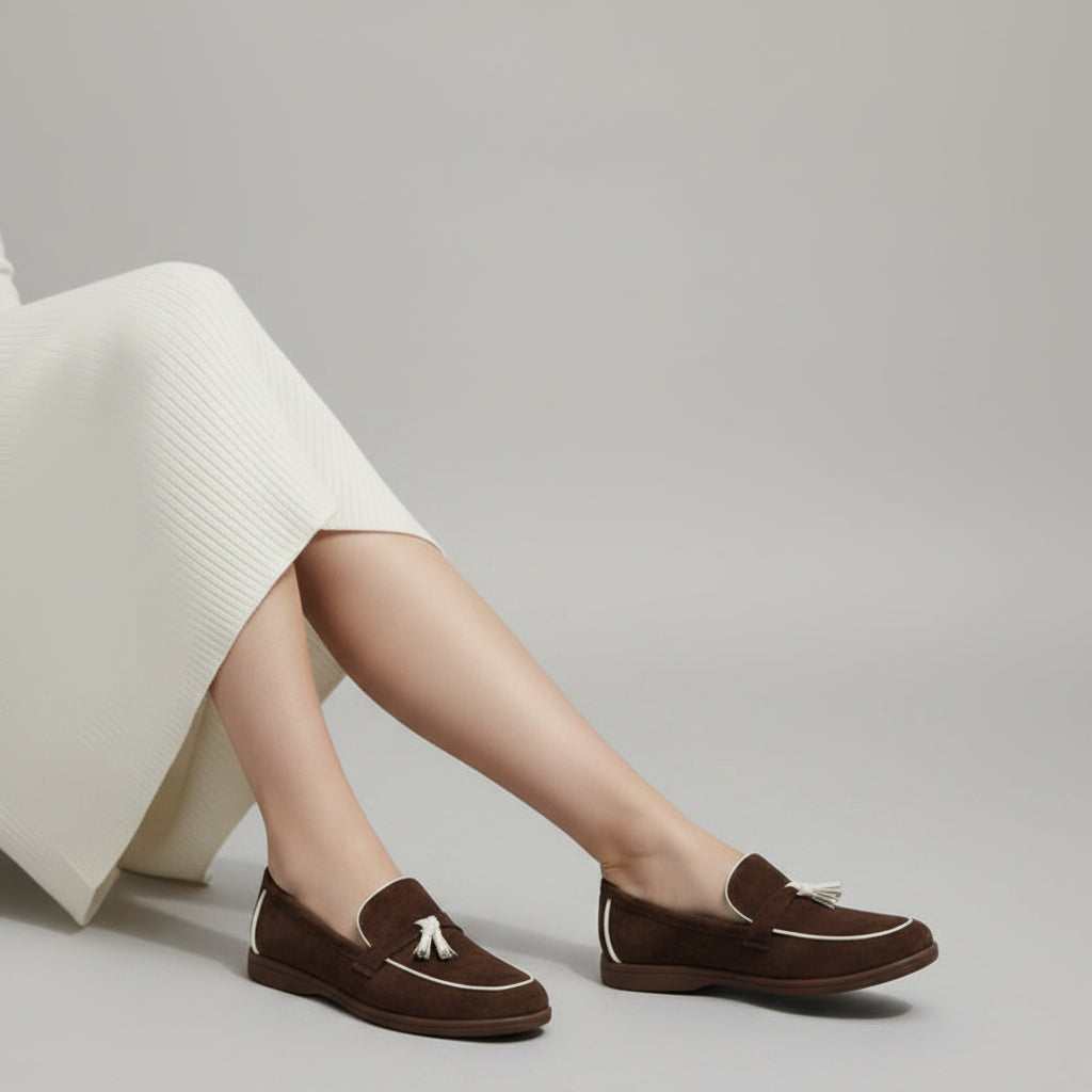 Mocassins en Suède à Passepoil Contrasté - Noir - taille 37 - vue 2