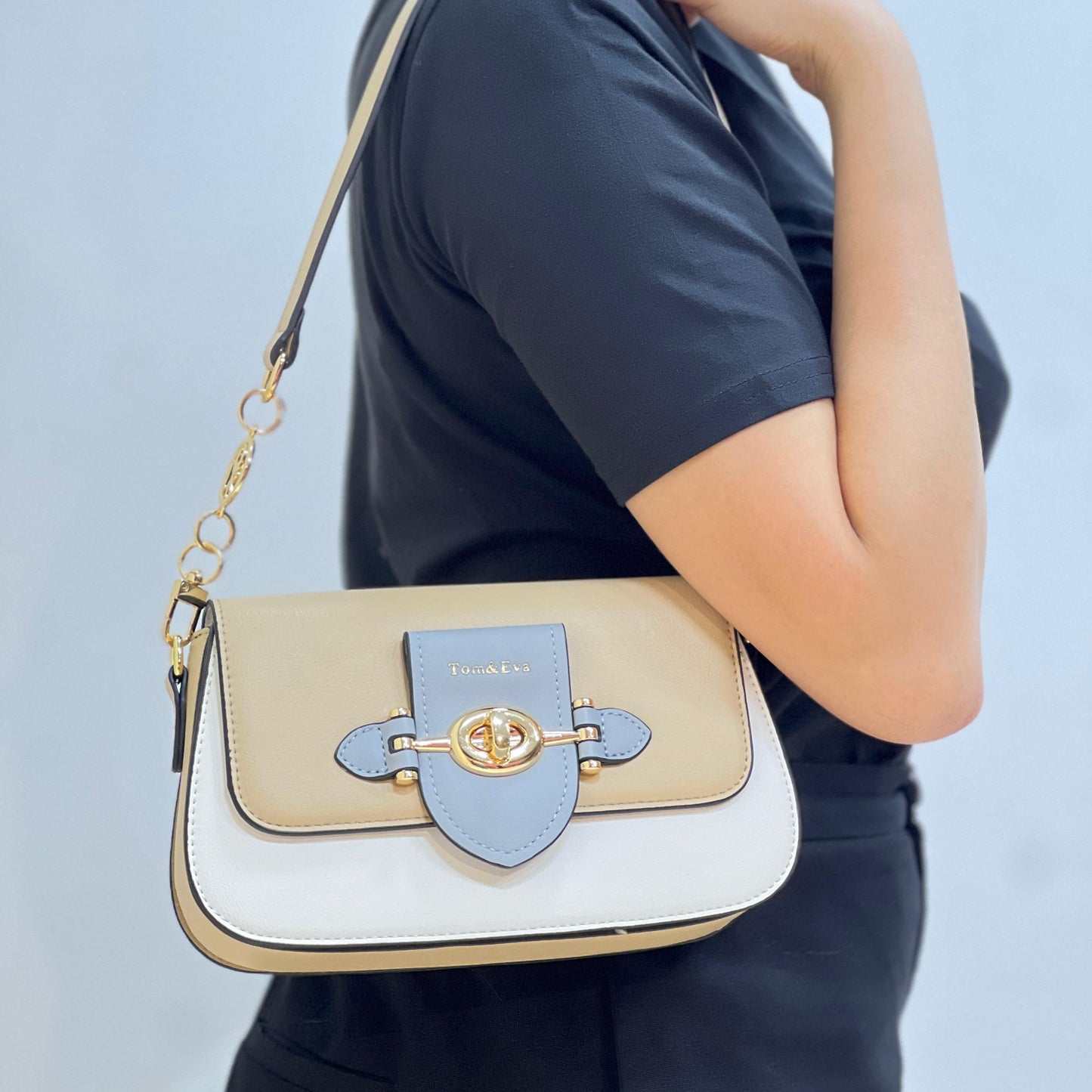 Sac à main en simili cuir - Beige - vue 5