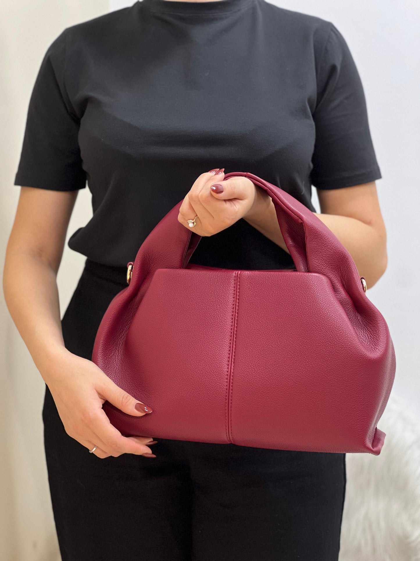 Sacs à bandoulière en Cuir à la mode pour femmes - Crème - taille 41