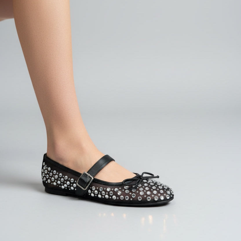 Ballerines Mary Jane en Résille Cristallisée - Noir - taille 38 - vue 3
