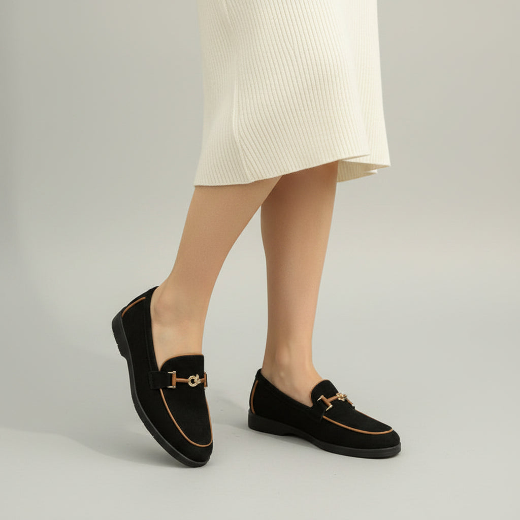 Classic Suede Loafer with Gold-Toned Bit Detail - Noir - taille 37 - vue 2
