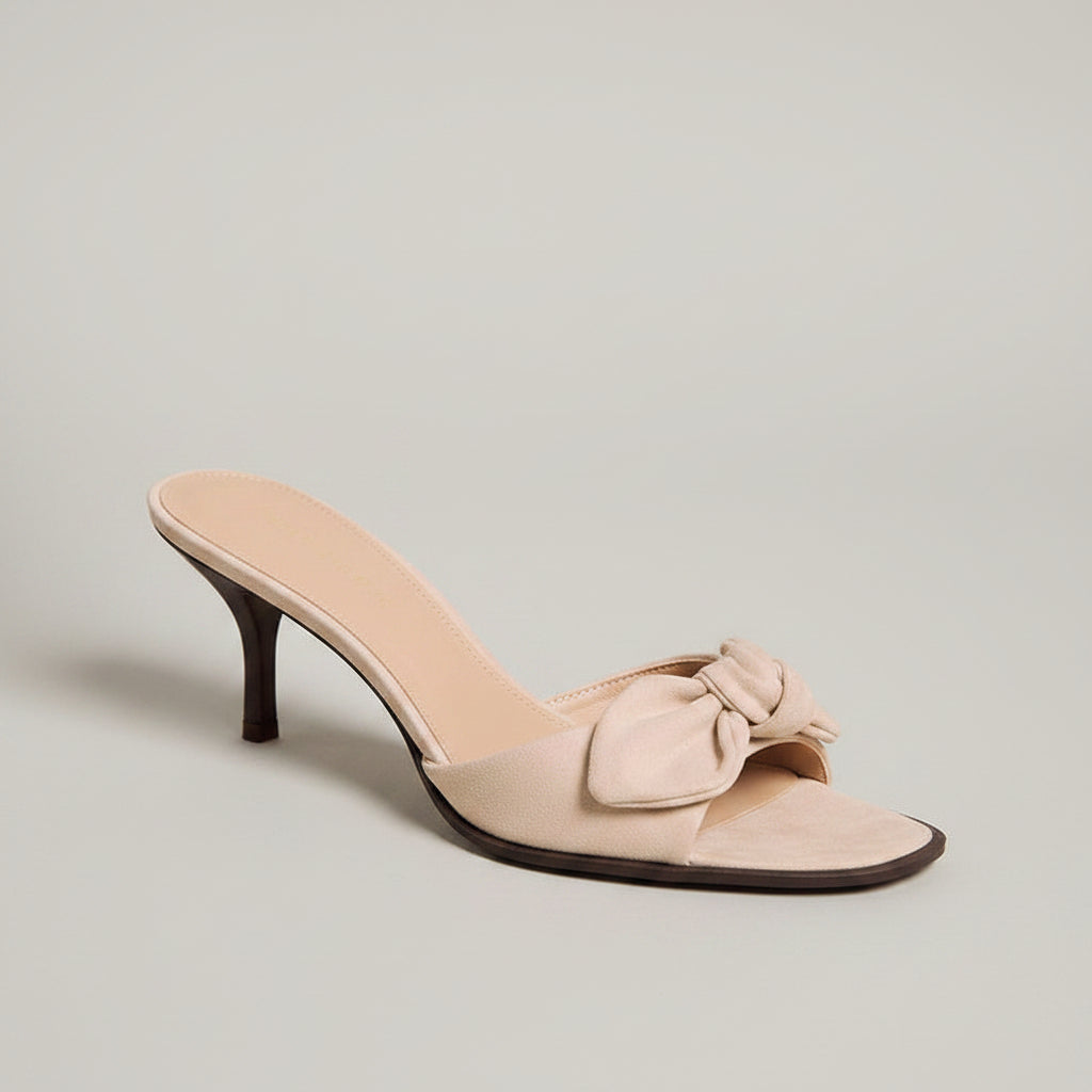 Mules à Talon Kitten et Nœud en Suédine - Noir - taille 39 - vue 4