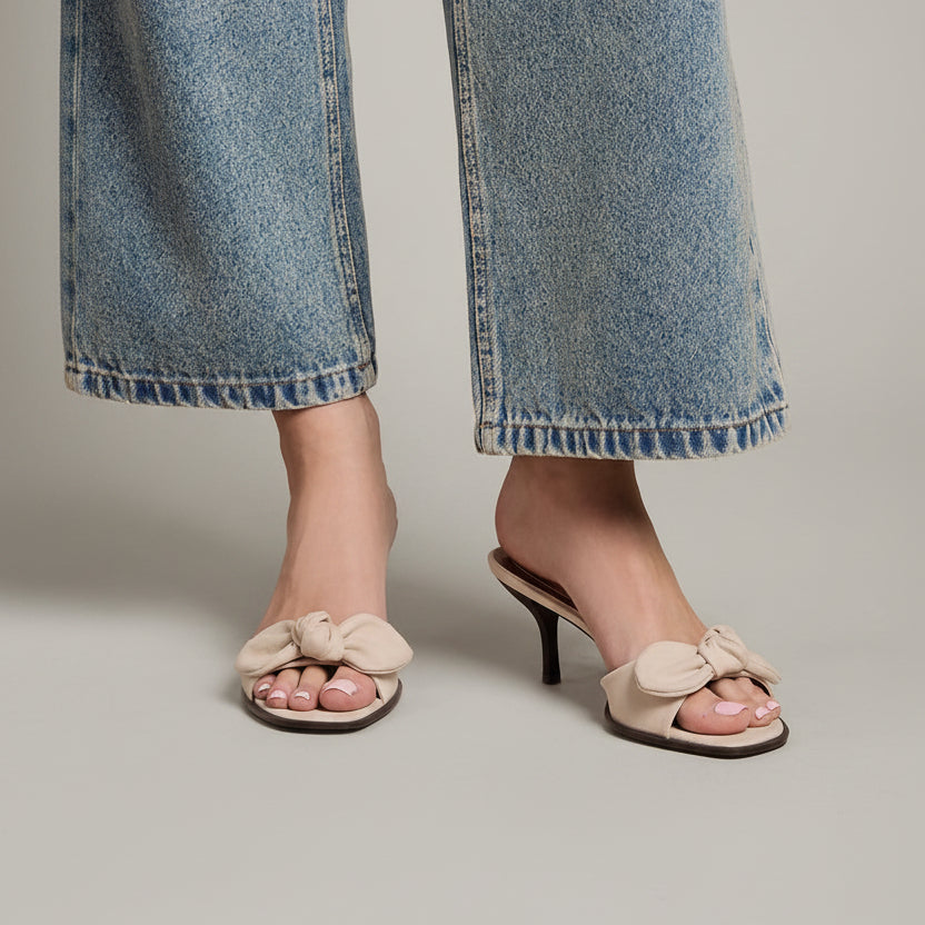 Mules à Talon Kitten et Nœud en Suédine - Noir - taille 37 - vue 2