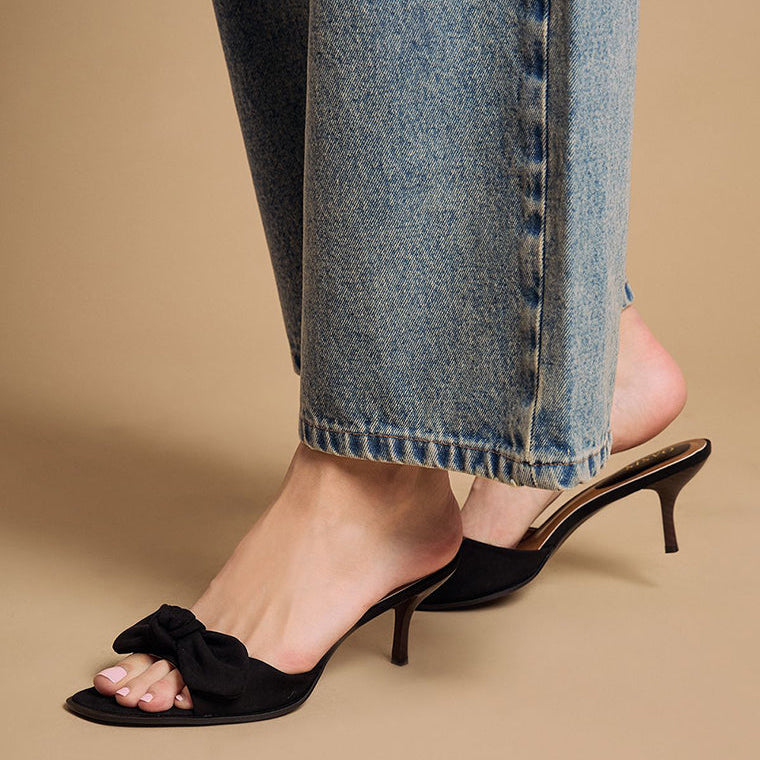 Mules à Talon Kitten et Nœud en Suédine - Beige - taille 37 - vue 8
