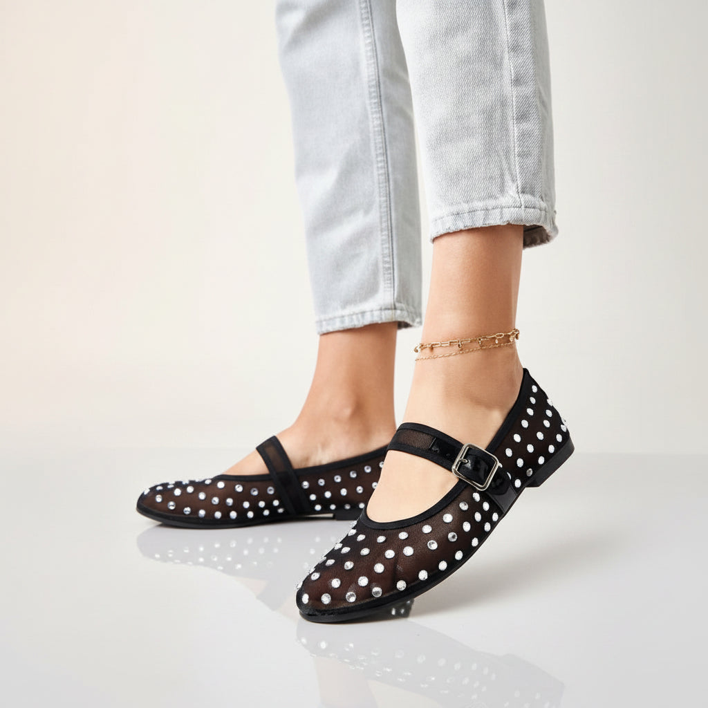 Ballerines ornées de strass - Noir - taille 36 - vue 1