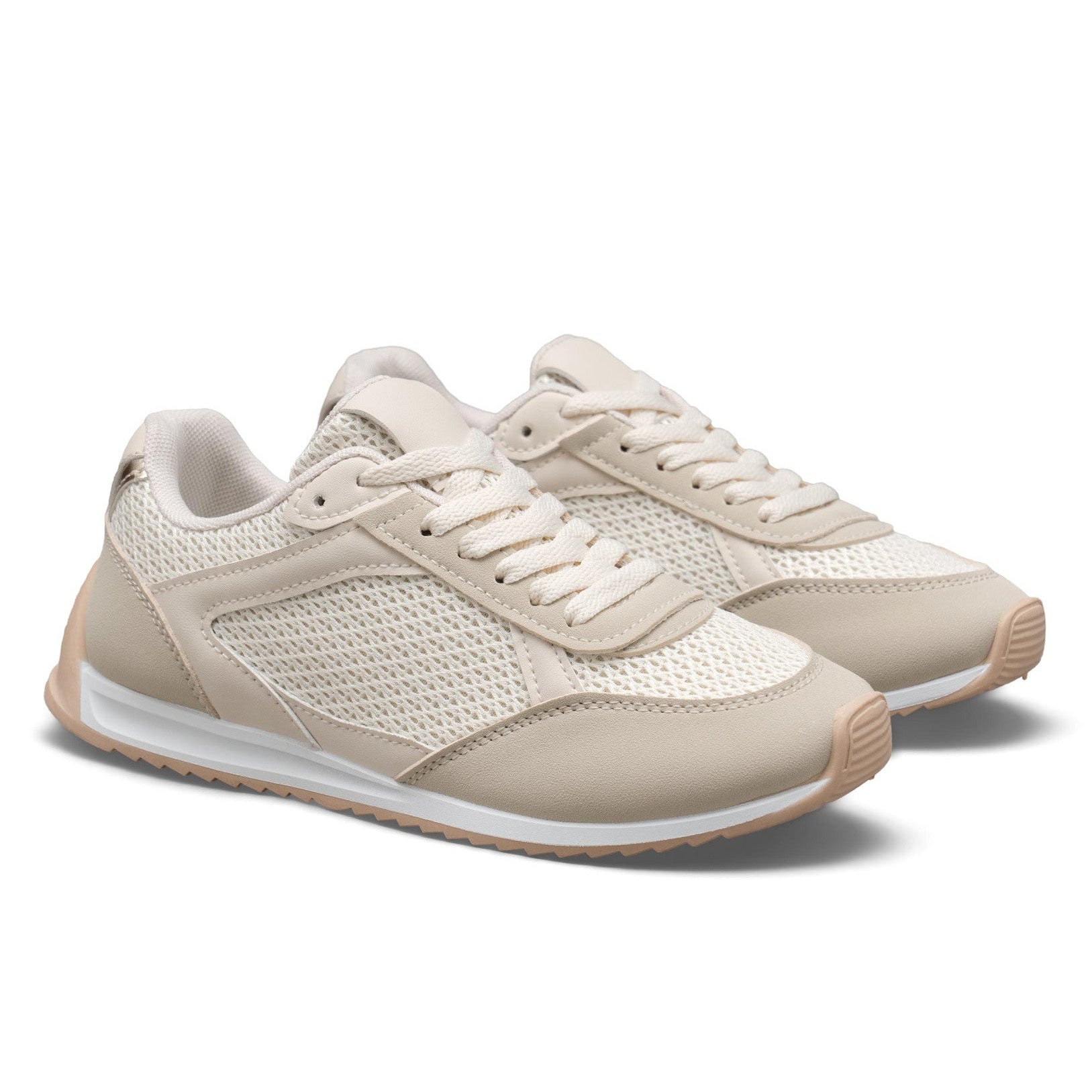 Baskets basiques avec une combinaison de matériaux - Blanc - taille 39 - vue 10