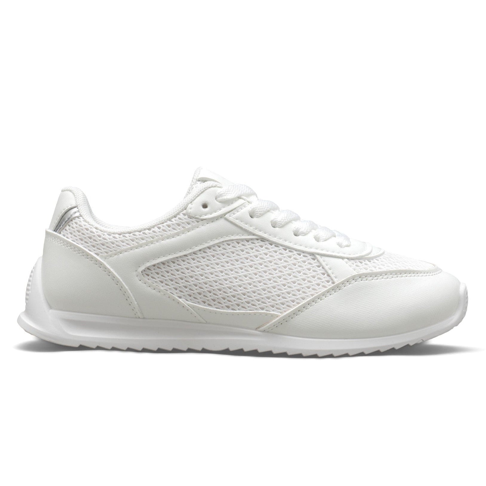 Baskets basiques avec une combinaison de matériaux - Blanc - taille 36 - vue 7