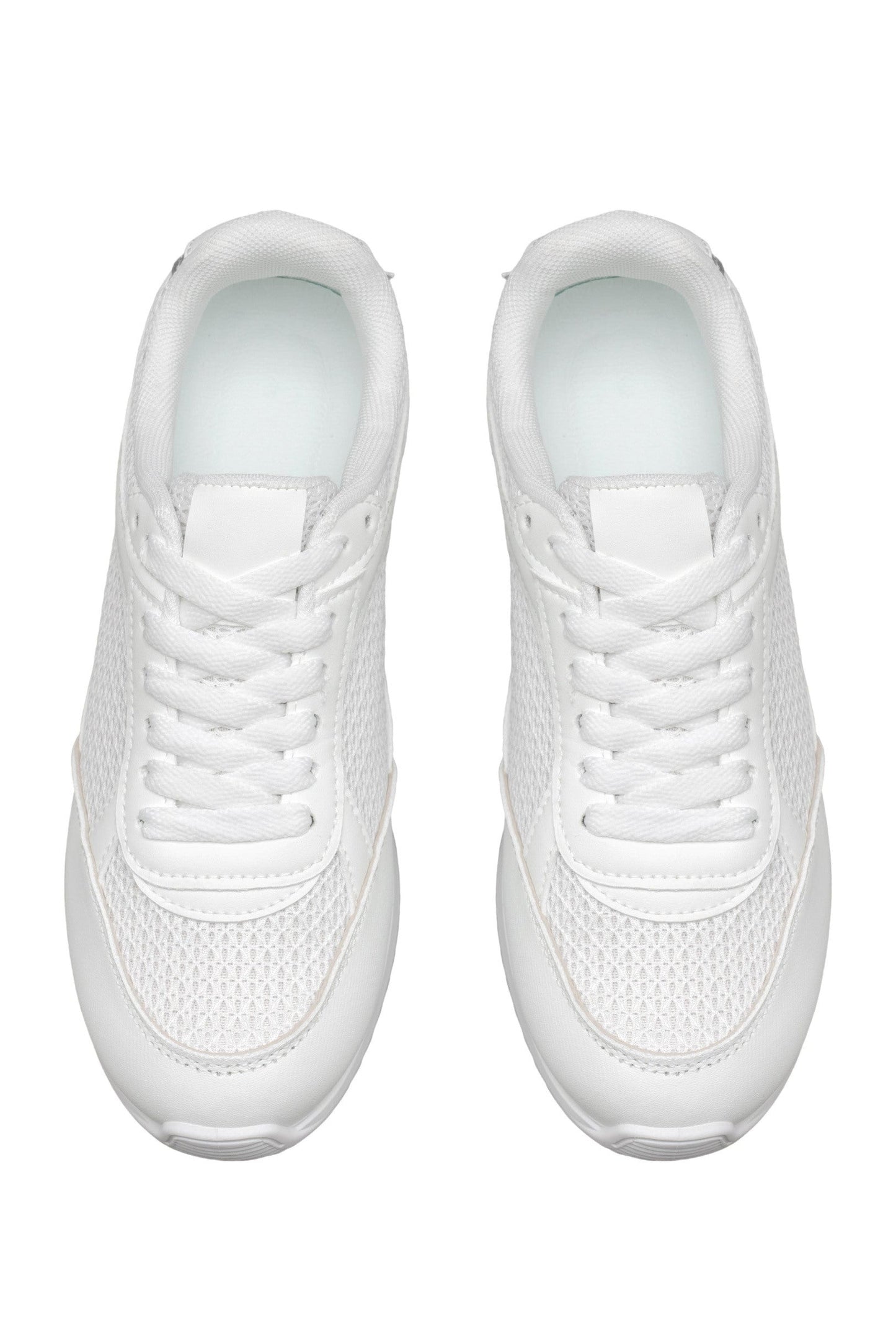 Baskets basiques avec une combinaison de matériaux - Blanc - taille 37 - vue 8