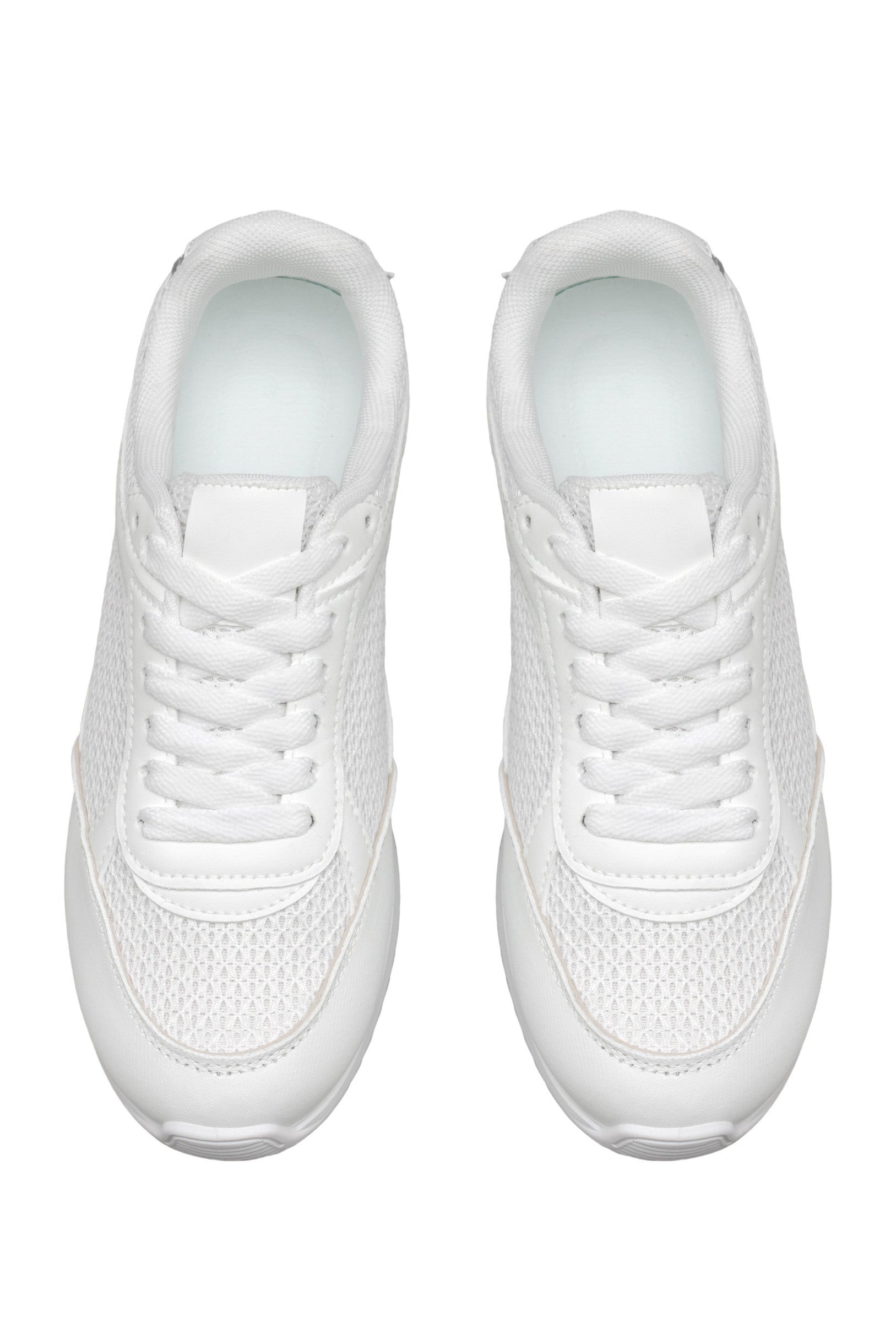 Baskets basiques avec une combinaison de matériaux - Blanc - taille 37 - vue 8