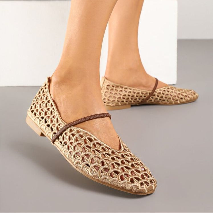 Ballerines en dentelle - Camel - taille 40 - vue 17