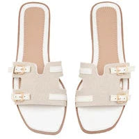 Mulle à empeigne géométrique et boucles décoratives - Camel - taille 41