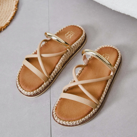 Sandales femme plates à brides fines croisées - Beige - taille 41 - vue 12