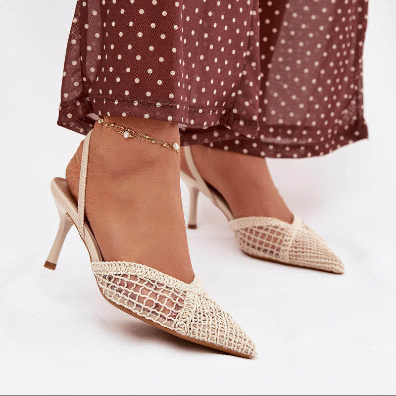 Escarpins en mesh texturé à bride derrière - Brown - taille 39 - vue 16