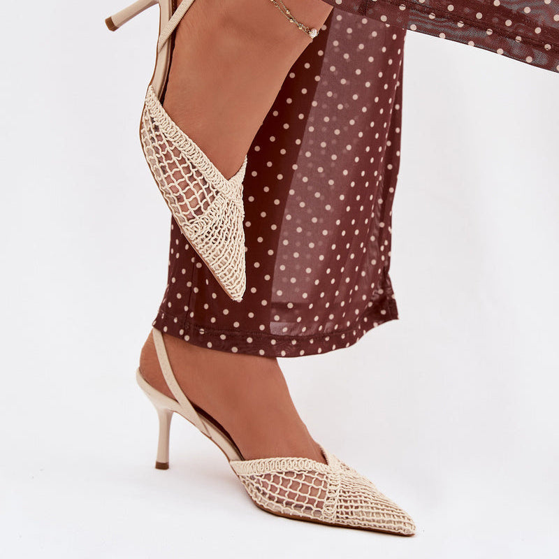Escarpins en mesh texturé à bride derrière - Brown - taille 40 - vue 17