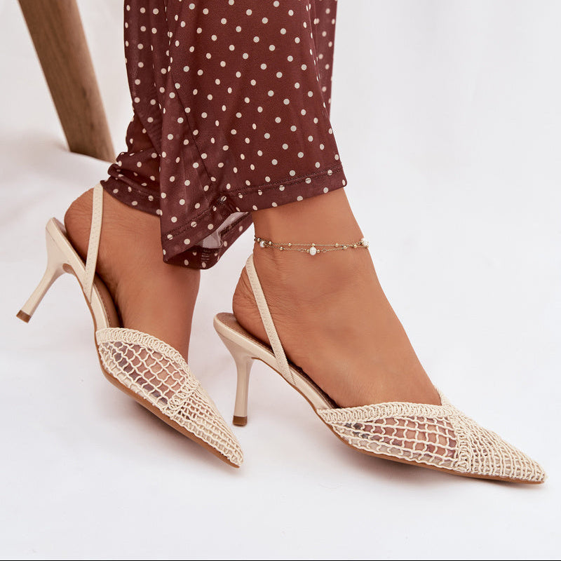 Escarpins en mesh texturé à bride derrière - Brown - taille 41 - vue 18