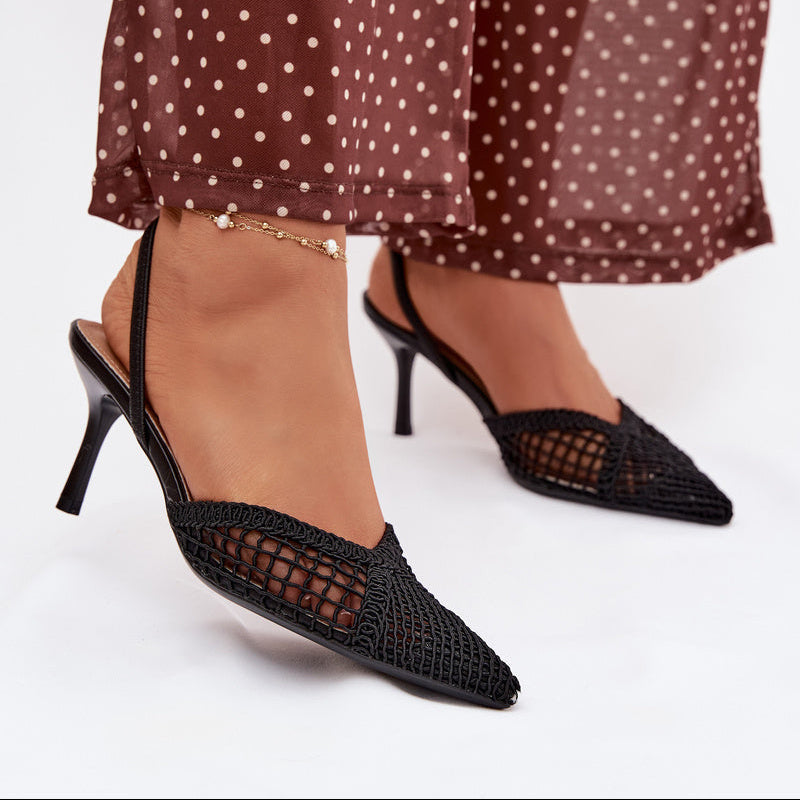 Escarpins en mesh texturé à bride derrière - Brown - taille 41