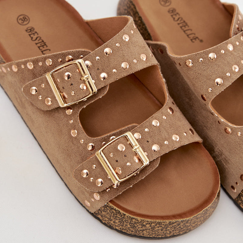 Sandales Tendance à Double Bride - Camel - taille 36 - vue 19