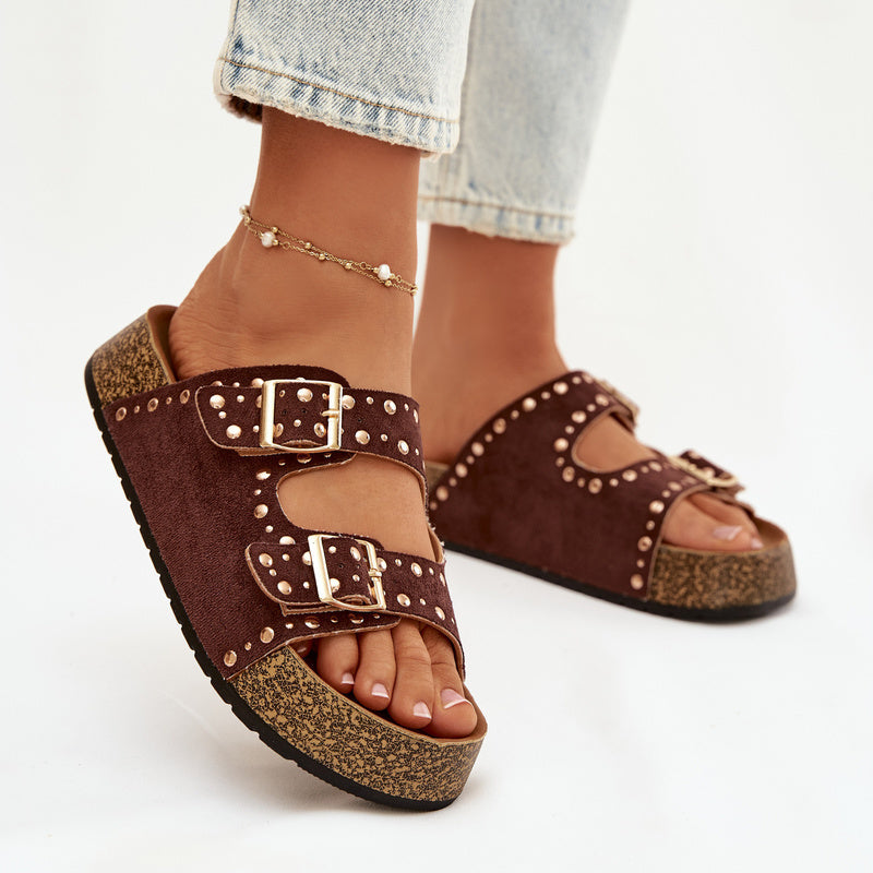 Sandales Tendance à Double Bride - Camel - taille 41