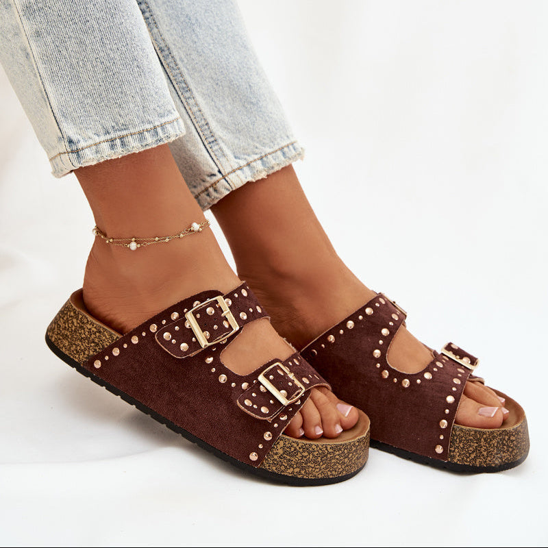 Sandales Tendance à Double Bride - Kaki - taille 36 - vue 7