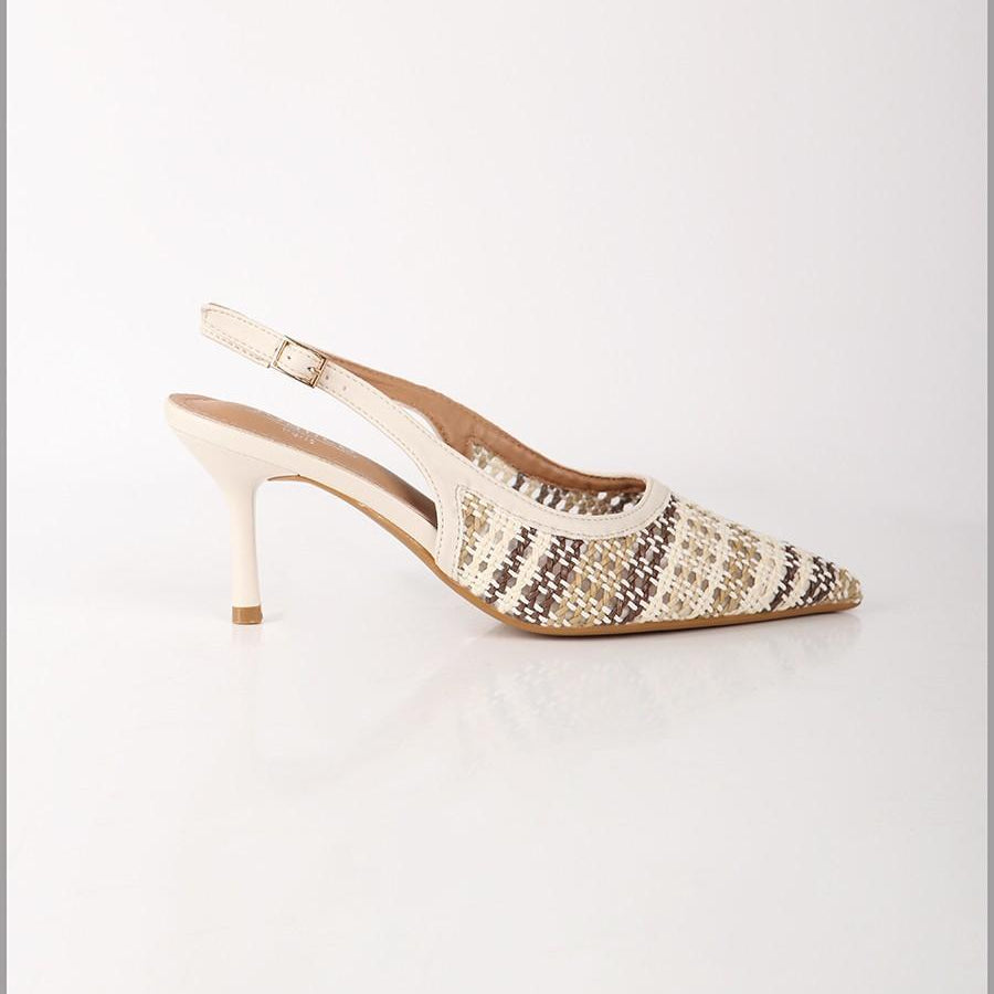 Escarpins Slingback à Texture Tressée - Blanc - taille 38 - vue 9