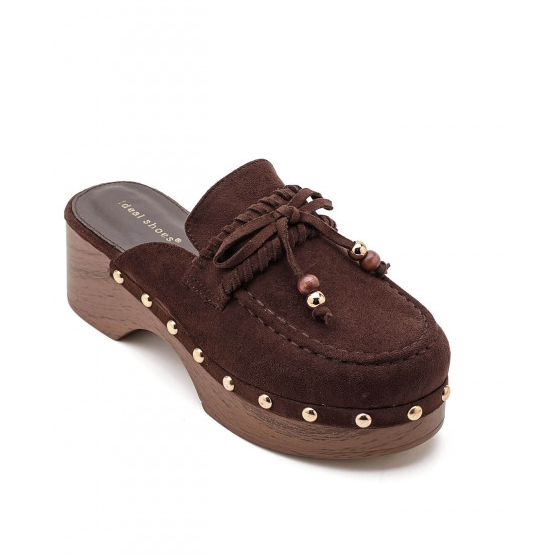 Mules Sabots Style Loafer en Daim - Beige - taille 36 - vue 7