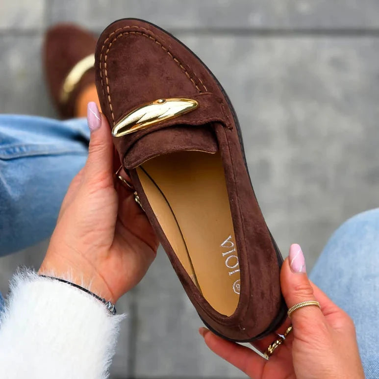 Mocassins avec accessoires doré - Marron - taille 41 - vue 18