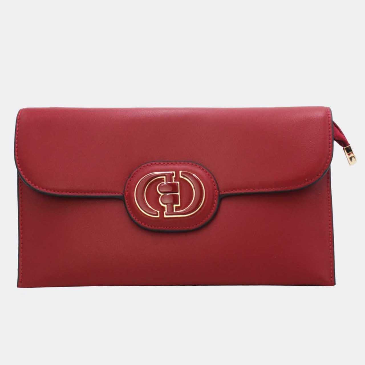 Pochette Rabat Argentée — Médaillon Signature & Chaîne - Orange