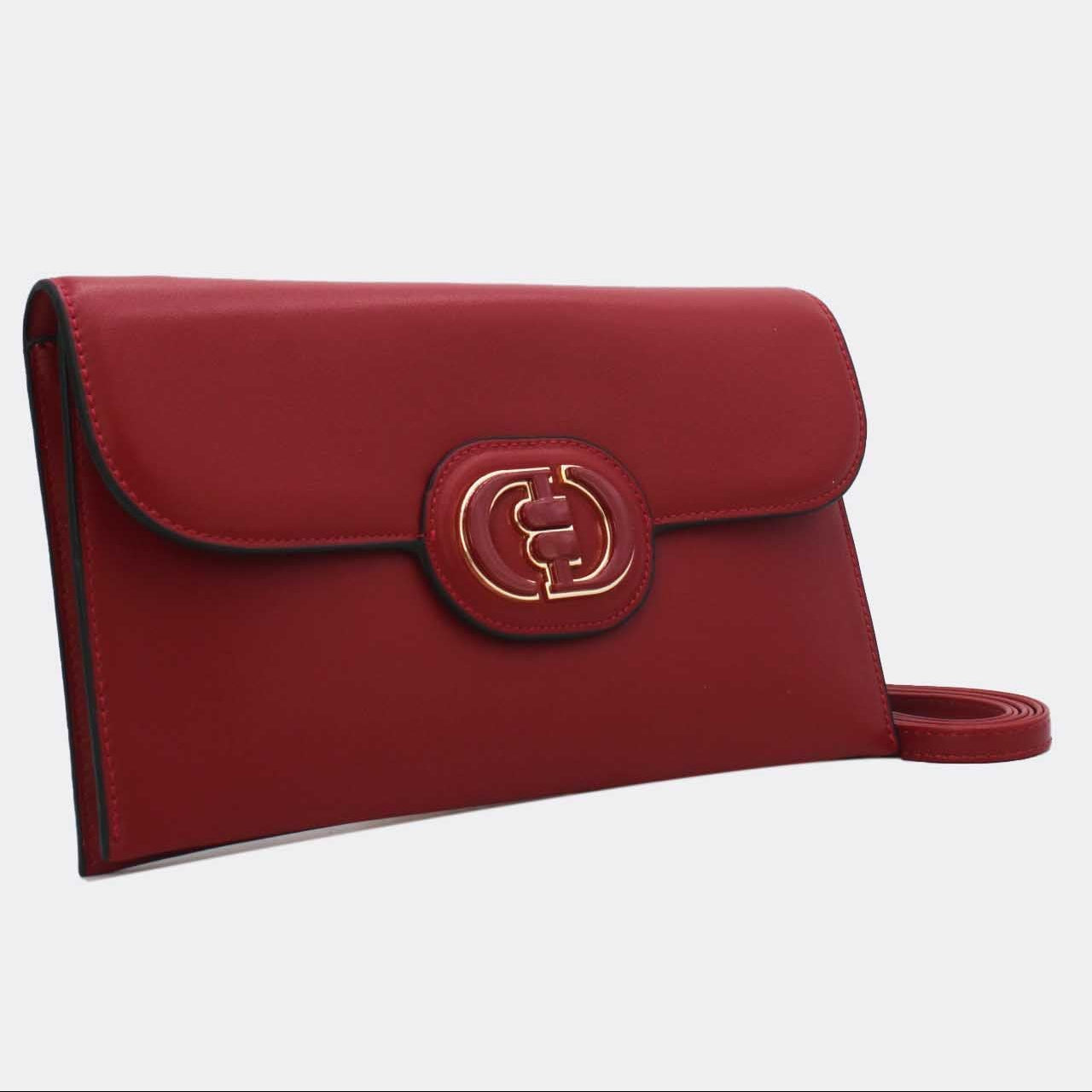 Pochette Rabat Argentée — Médaillon Signature & Chaîne - Orange