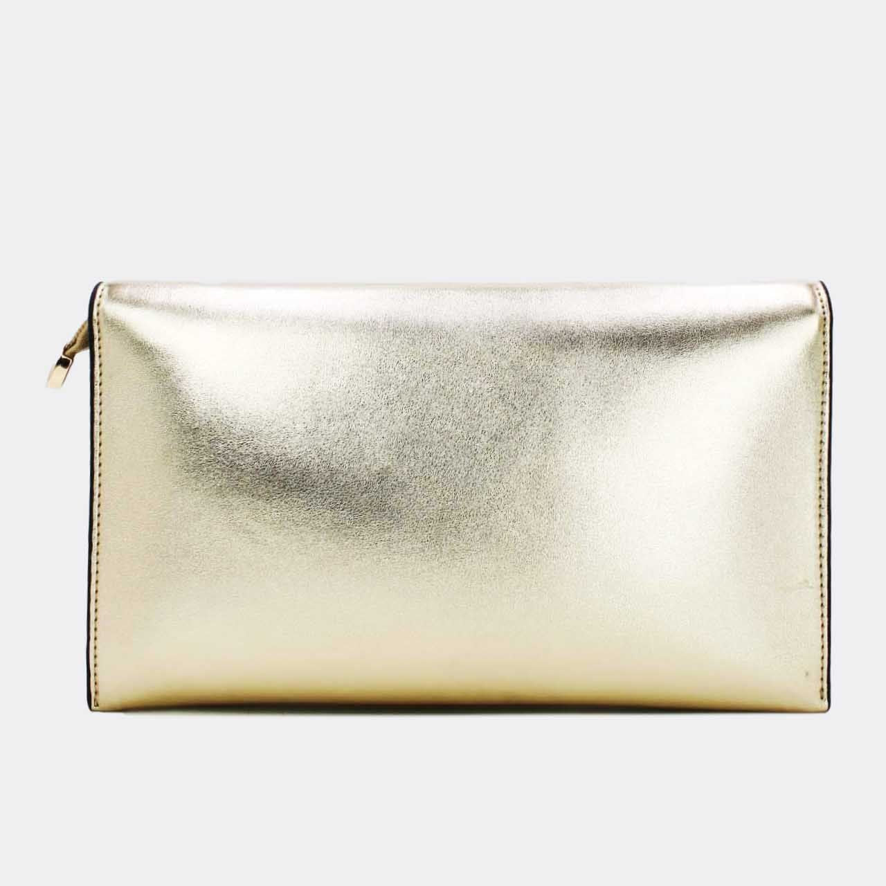 Pochette Rabat Argentée — Médaillon Signature & Chaîne - Orange