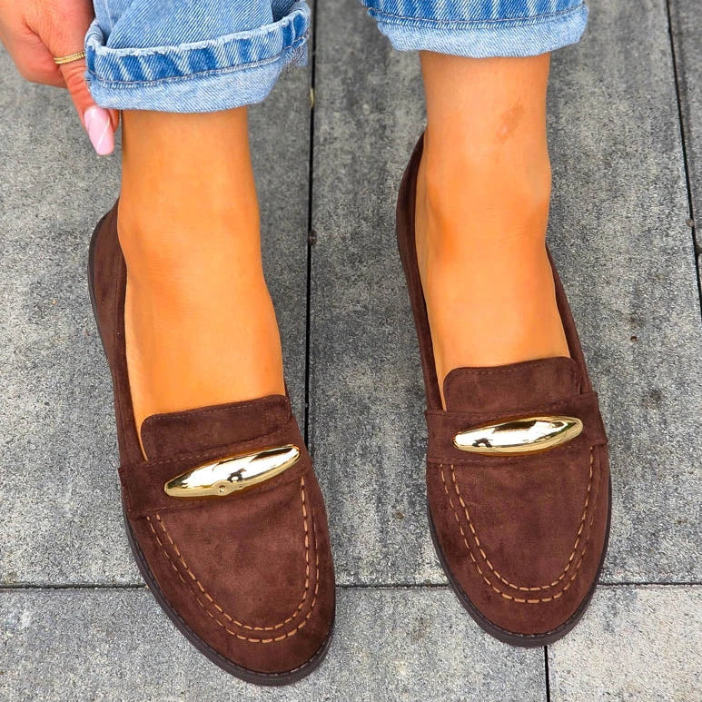 Mocassins avec accessoires doré - Marron - taille 40 - vue 17