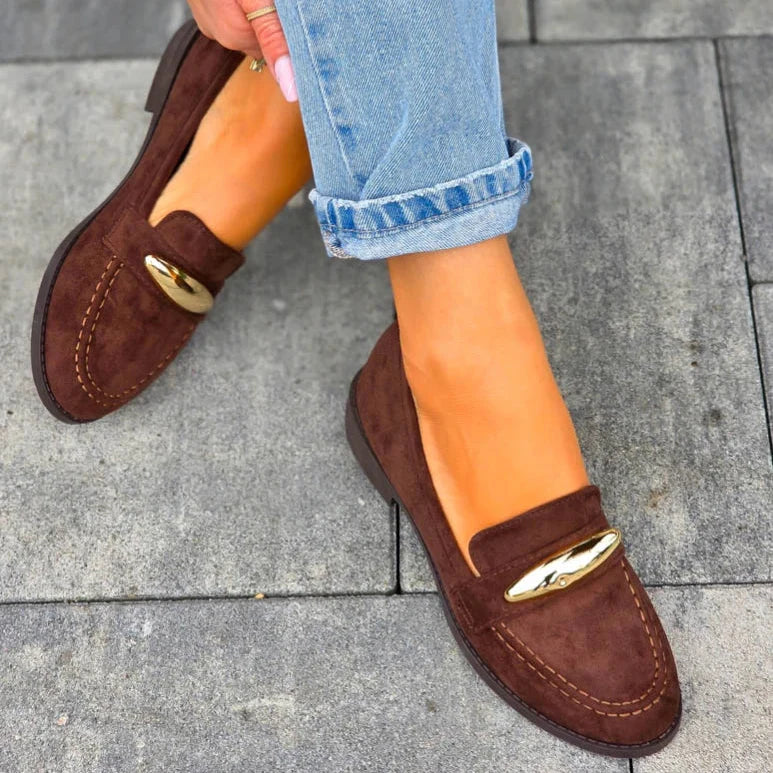 Mocassins avec accessoires doré - Marron - taille 36 - vue 13