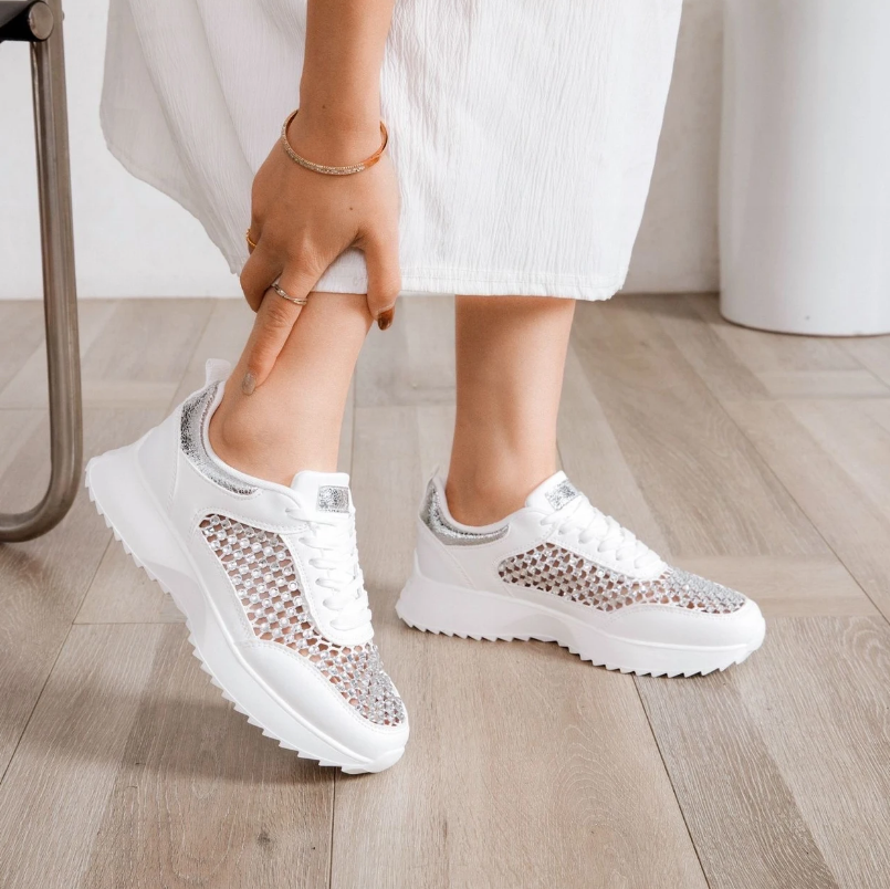 Baskets ajourées à strass - Beige - taille 39 - vue 10