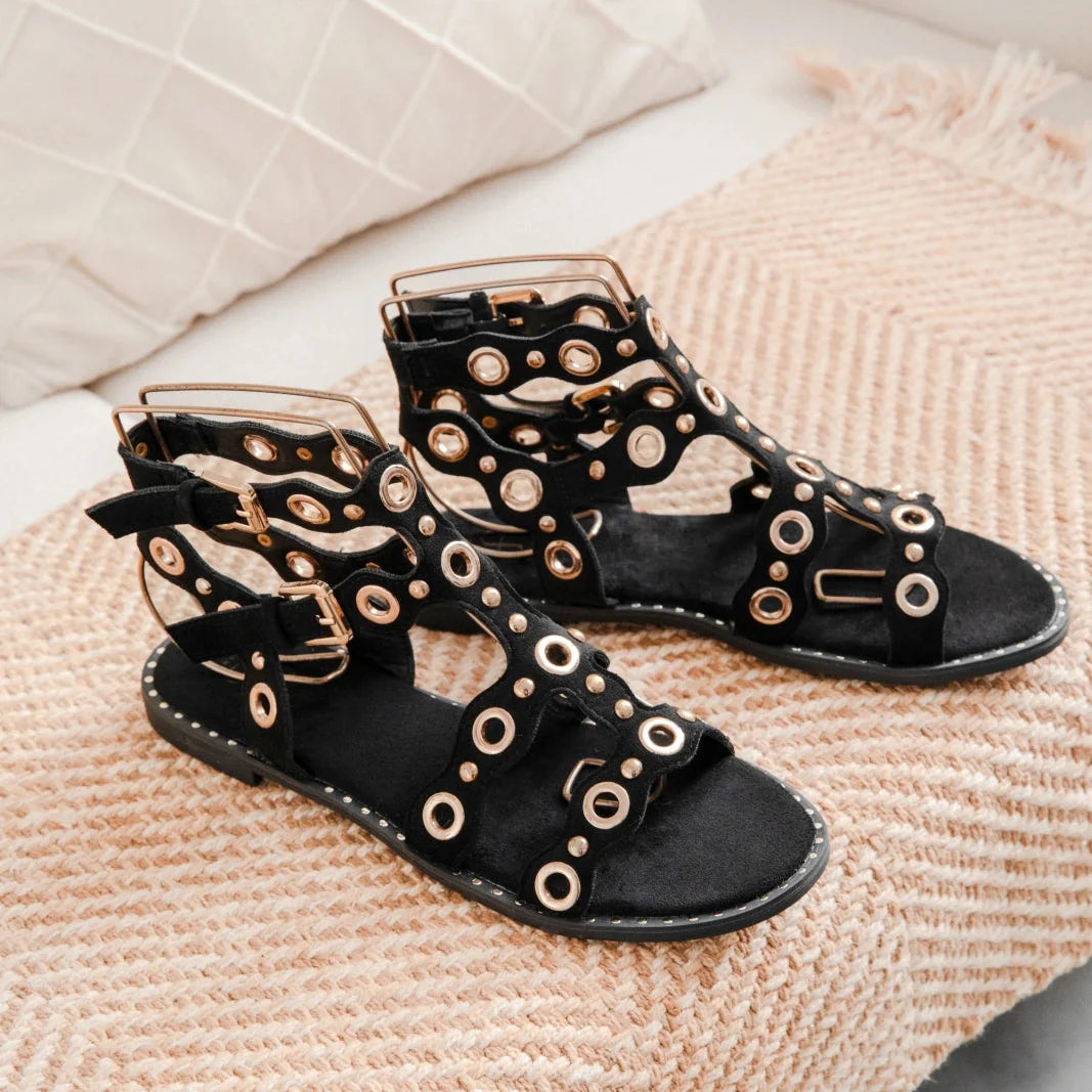 sandales plates de style spartiates - Marron - taille 37 - vue 8