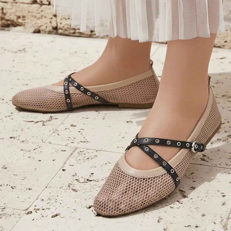 Ballerines en maille avec brides - Beige - taille 39 - vue 10